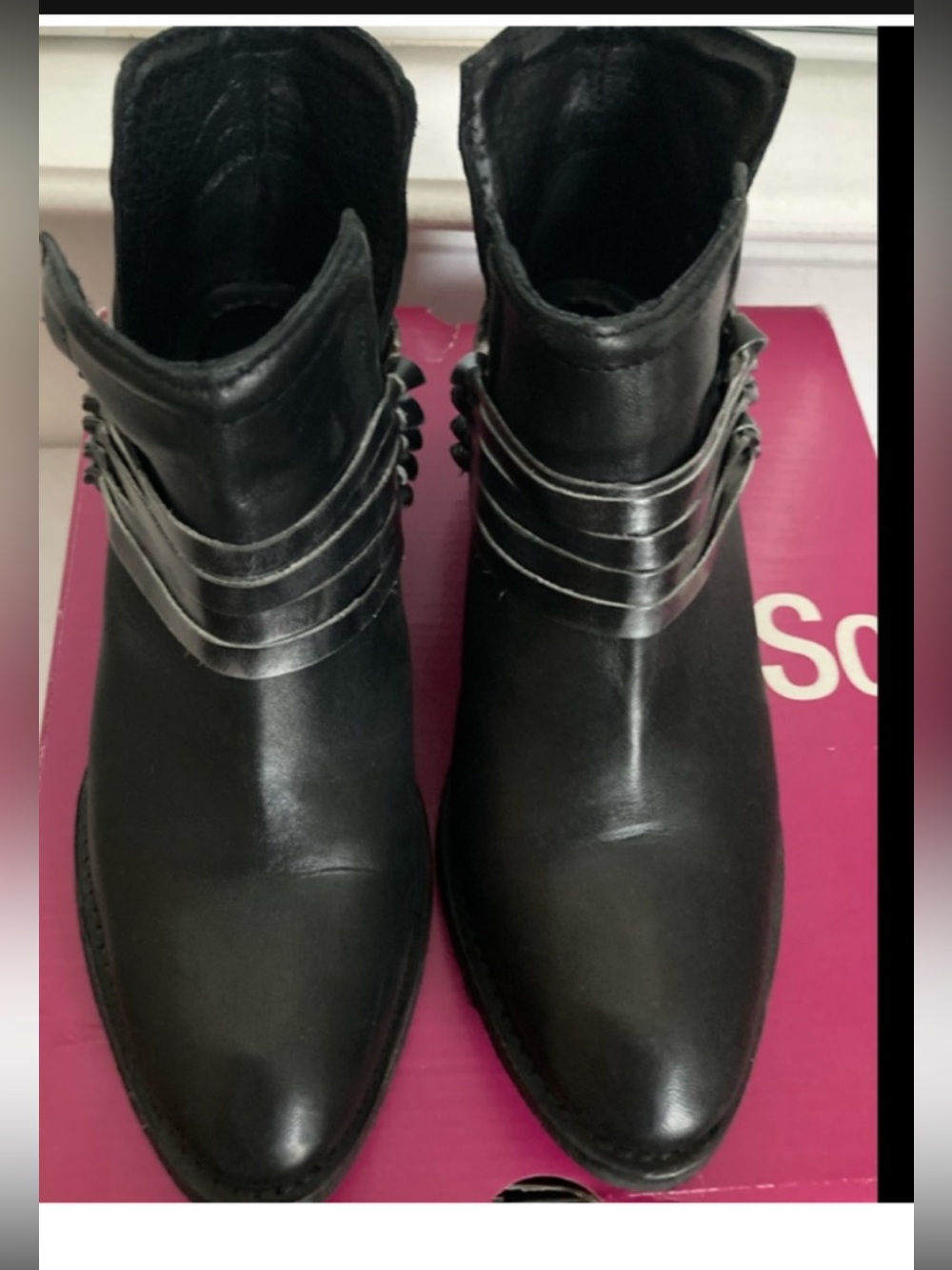 Diba Black Ankle Booties with Silver Strap Detail